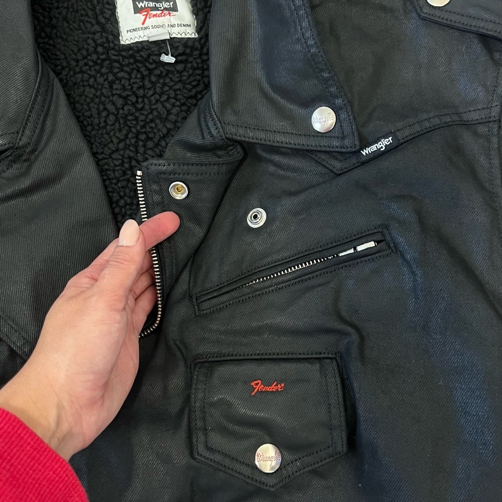 Wrangler Black Leather Biker Jacket - Picture 14 of 16